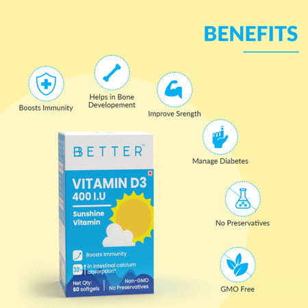 Bbetter Vitamin D3 60 Softgels Bottle