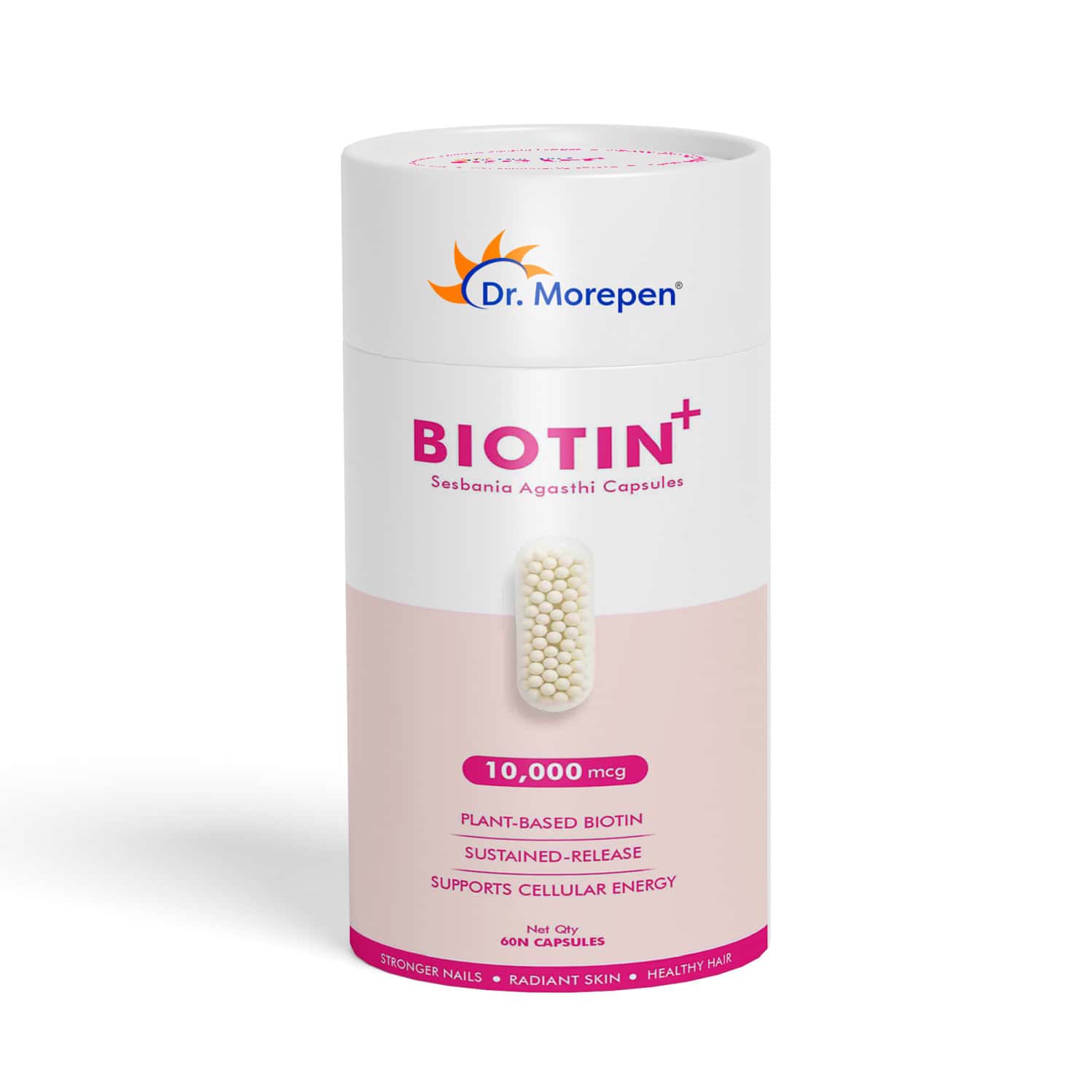 Dr. Morepen Biotin+ Capsules With 10000 Mcg Pure Sesbania Agasthi Extract - 60n