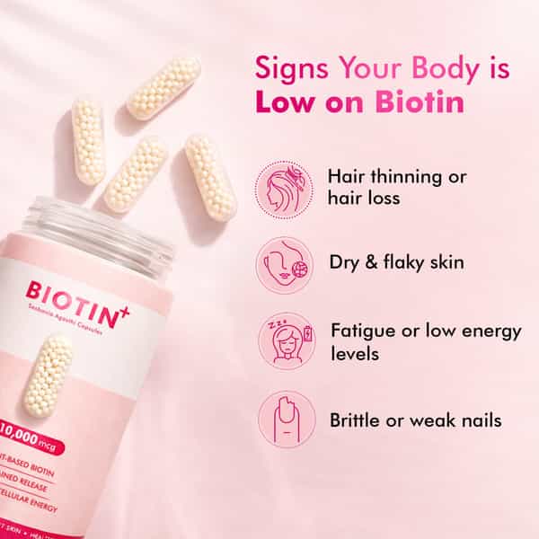 Dr. Morepen Biotin+ Capsules With 10000 Mcg Pure Sesbania Agasthi Extract - 60N