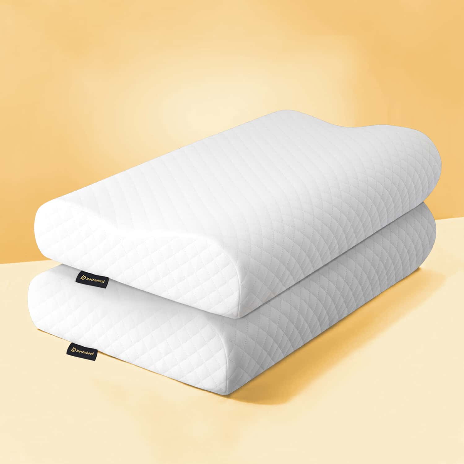 Betterhood Pack Of 2 White Memory Foam Ergonomic Dual Height Cervical Sleep Pillow (large)