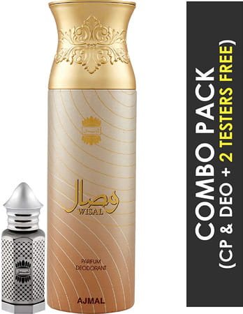 Ajmal Asher Cp Oil Alcohol-Free Attar 12ml For Unisex And Wisal Deodorant 200ml For Women