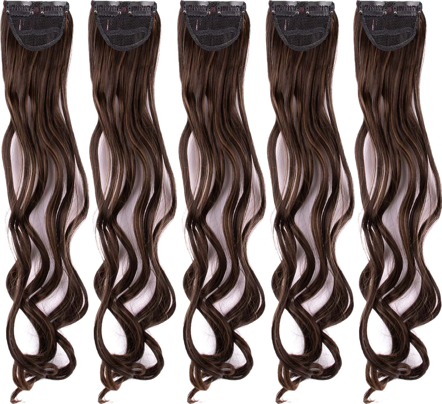 Streak Street Clip-In 20" Curly Mix-Brown Side Patches (5pcs Set)
