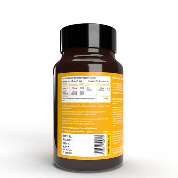Hk Vitals Calcium | Magnesium & Zinc (120 Tabs) | With D3 | Bone & Joint Support
