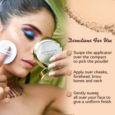 Coloressence Glitterati Compact Powder Gold Range Oil Free Matte Finish | Toast 10gm