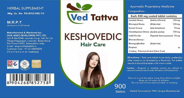 Ved Tattva Keshovedic 900 Tablets | Herbal Supplement For Hair Care (Pack Of 2)