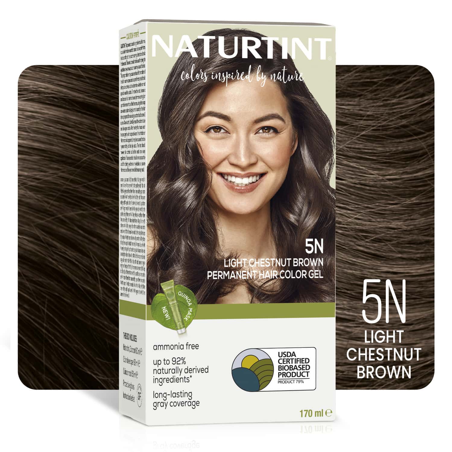 Naturtint Permanent Hair Colour 5n Light Chestnut Brown 170ml Ammonia Free 92% Natural Ingredients