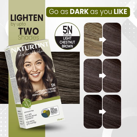 Naturtint Permanent Hair Colour 5n Light Chestnut Brown 170ml Ammonia Free 92% Natural Ingredients