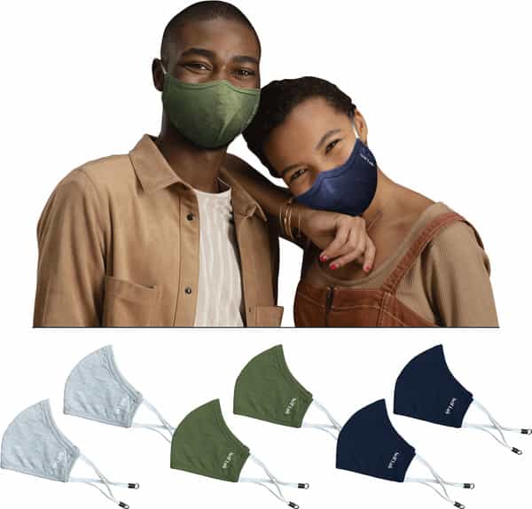 Self Lub Unisex Reusable And Washable Cloth Mask- Pack Of 6 - (Olive Green Navy Blue & Grey)