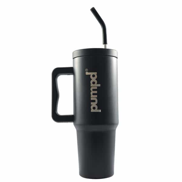 Pumpd Stainless Steel Tumbler With Handle | Lid And Straw | 1200 Ml | Black