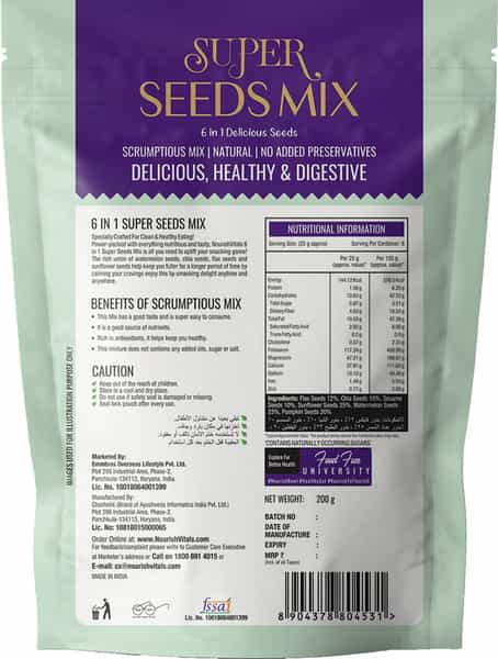 Nourishvitals Healthy Munching Combo | Super Seeds Mix Seeds + Mix Berries (200Gm Each)