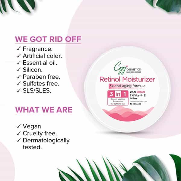 Cgg Cosmetics Retinol 2.5% Moisturizer - Youth Potion Active Retinol Aloe Vera&Shea Butter 50Gm