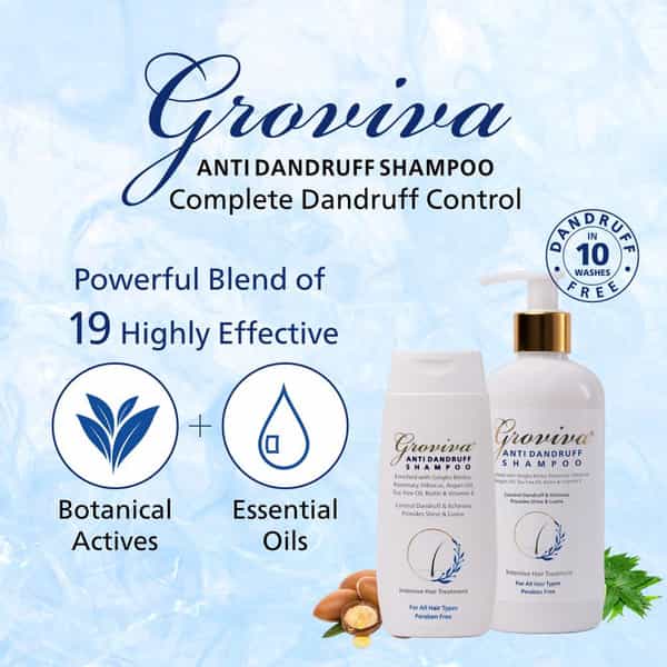 Groviva Anti-Dandruff Shampoo 300 Ml | Reduces Dandruff | Dry Frizzy Hair (Pack Of 4)