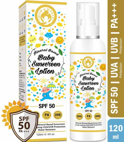 Mom & World Natural Skin Care- Stretch Marks Lotion + Baby Sunscreen Lotion (120 Ml Each)