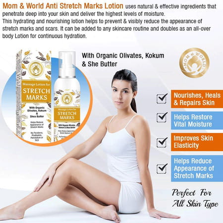 Mom & World Natural Skin Care- Stretch Marks Lotion + Baby Sunscreen Lotion (120 Ml Each)