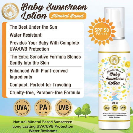 Mom & World Natural Skin Care- Stretch Marks Lotion + Baby Sunscreen Lotion (120 Ml Each)