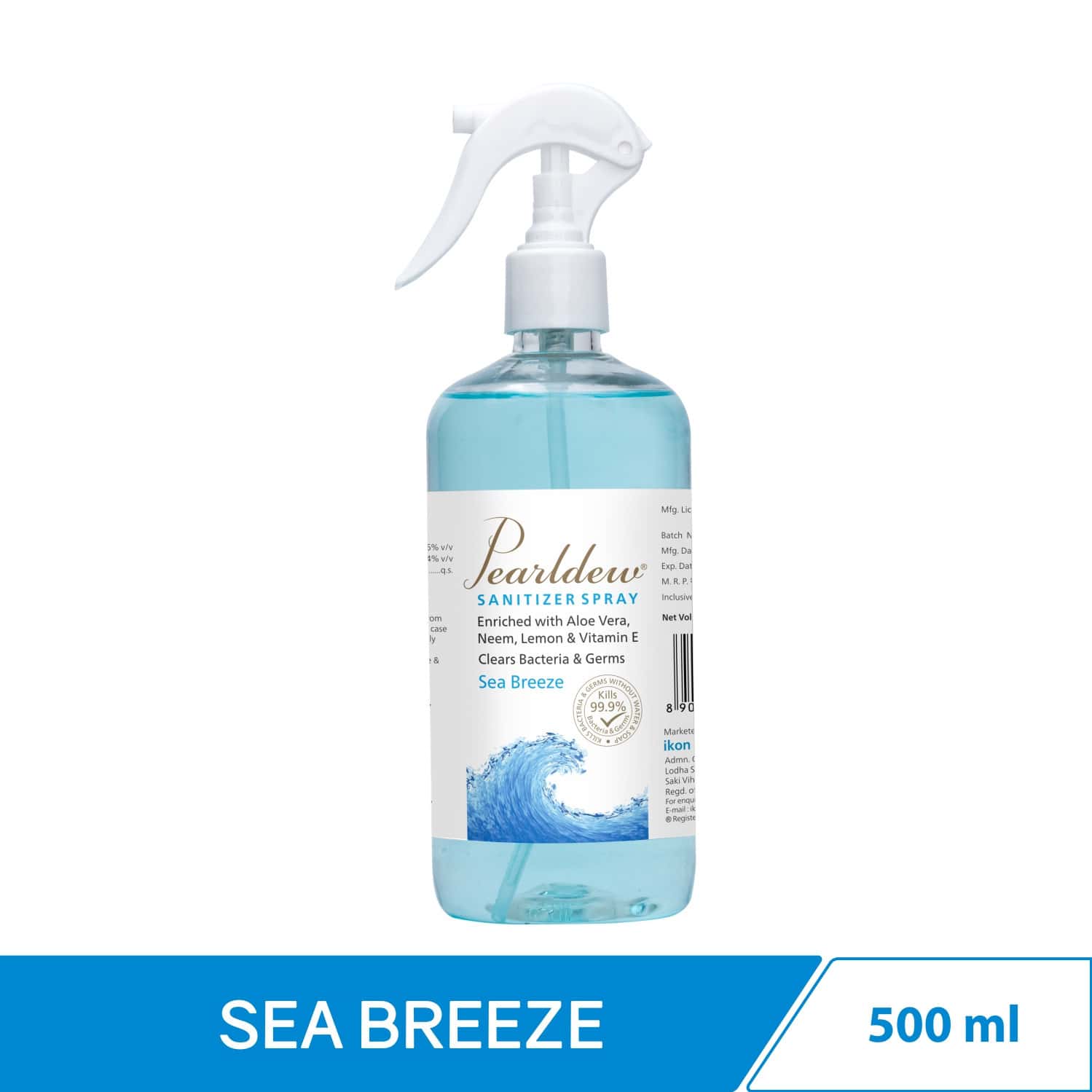 Pearldew Sanitizer Spray (sea Breeze) 500 Ml | Aloe & Neem | Paraben Free (pack Of 4)