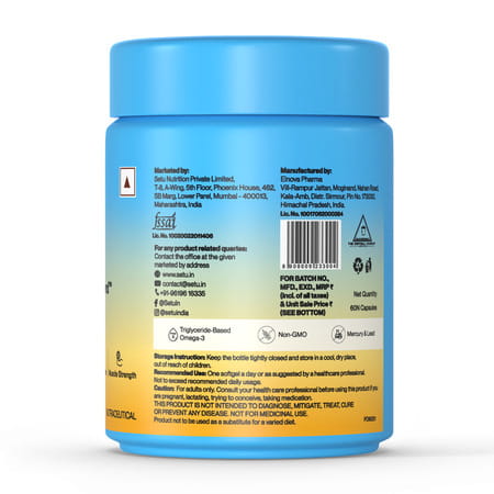 Setu Deep Sea Fish Oil Softgels Ultra-Pure Marine Sourced 1000 Mg Omega 3 (180 Softgel)