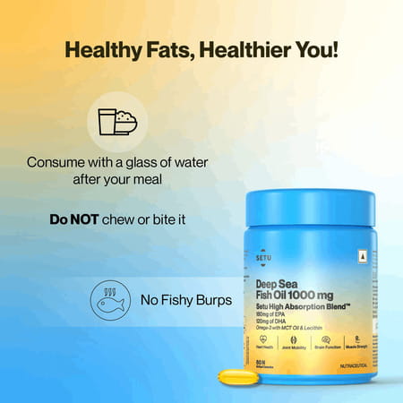 Setu Deep Sea Fish Oil Softgels Ultra-Pure Marine Sourced 1000 Mg Omega 3 (180 Softgel)