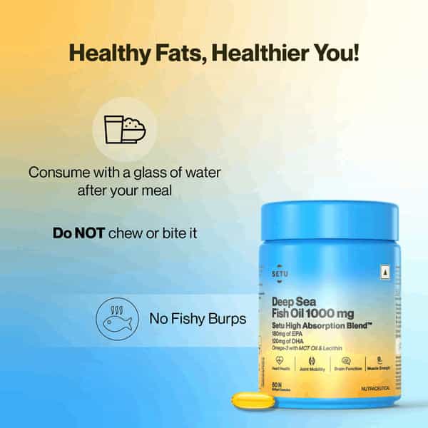 Setu Deep Sea Fish Oil Softgels Ultra-Pure Marine Sourced 1000 Mg Omega 3 (180 Softgel)