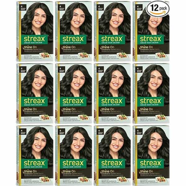 Streax Cream Hair Color For Unisex 60Ml - 4 Natural Brown (Pack Of 12)