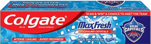 Colgate Maxfresh Blue Spicy Fresh Gel Toothpaste - 160 Gm - Delhi Capitals Special Edition Pack