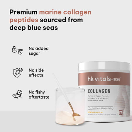 Healthkart Hk Marine Collagen (Lemon| 200g) + Sipper