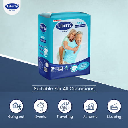 Liberty Eco Adult Diapers Extra Large (Xl) 30 Count Waist Size 48-68 Inch Pack Of 3 10 Count/Pack