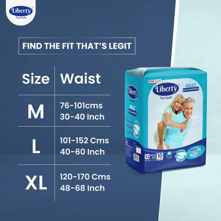 Liberty Eco Adult Diapers Extra Large (Xl) 30 Count Waist Size 48-68 Inch Pack Of 3 10 Count/Pack