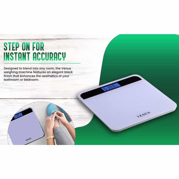 Venus (India) Electronic Digital Personal Bathroom Weight Machine | Upto 180Kg | Eps-2799-New-Purple