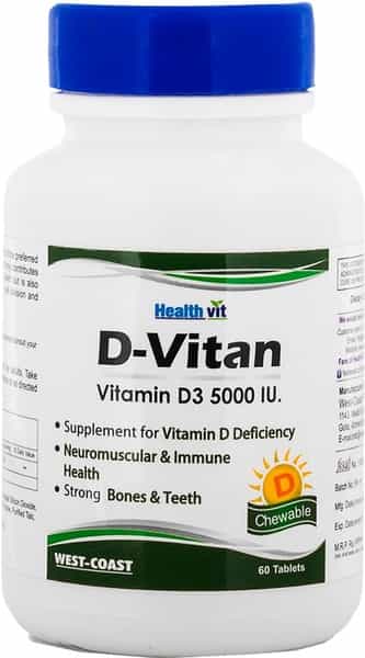 Healthvit D-Vitan D3 5000Iu Multivitamin Tablets Bottle Of 60