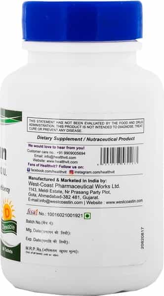 Healthvit D-Vitan D3 5000Iu Multivitamin Tablets Bottle Of 60