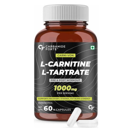 Carbamide Forte L-Carnitine L-Tartrate 1000mg Pre & Post Workout Supplement 60 Capsules