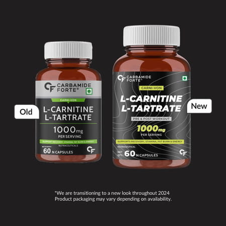 Carbamide Forte L-Carnitine L-Tartrate 1000mg Pre & Post Workout Supplement 60 Capsules