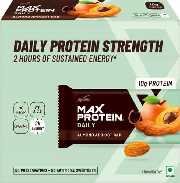 Ritebite Max Protein Daily - Almond Apricot 300G Bar - Pack Of 6 (50G X 6)