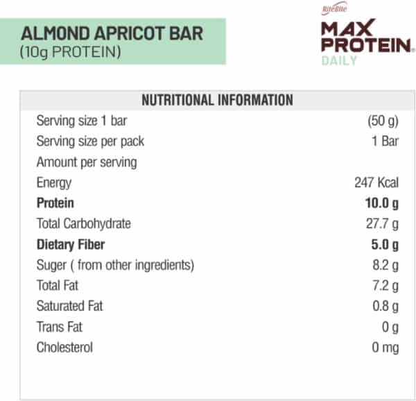Ritebite Max Protein Daily - Almond Apricot 300G Bar - Pack Of 6 (50G X 6)