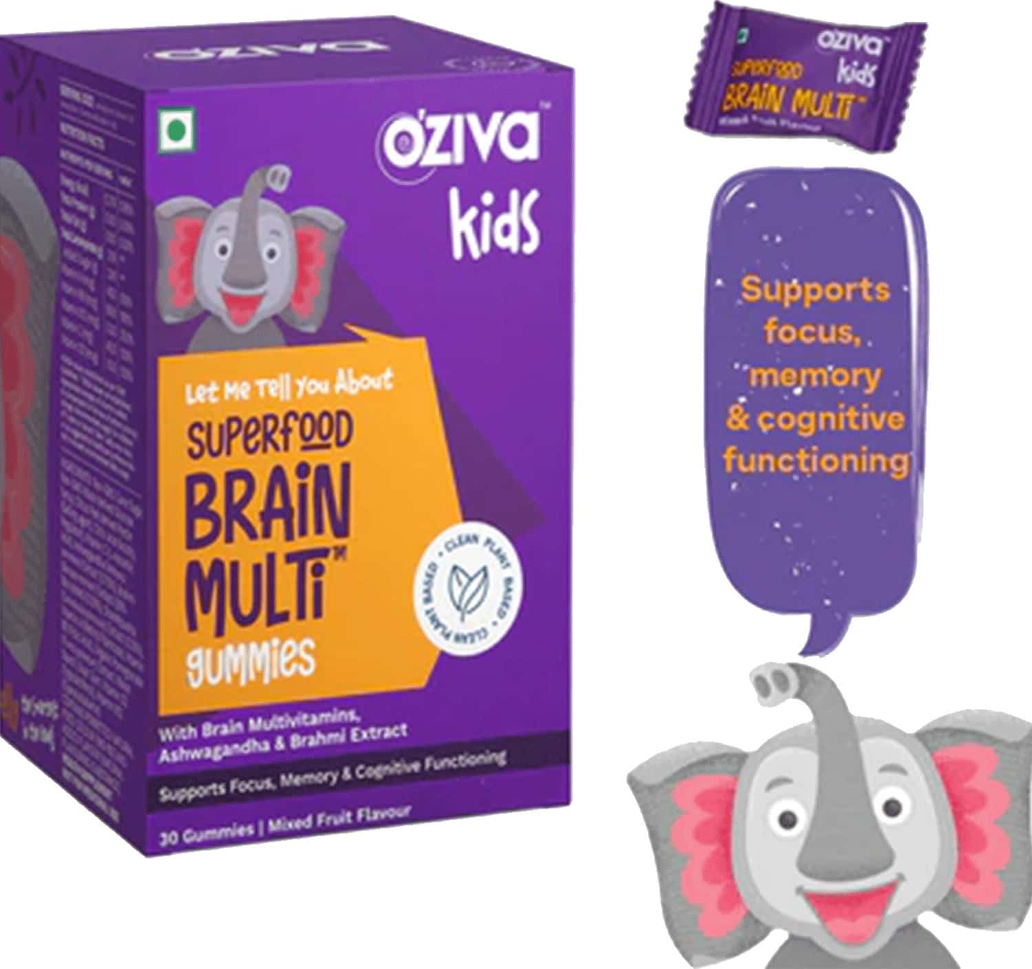 Oziva Kids Superfood Brain Multi Gummies (30 Gummies)