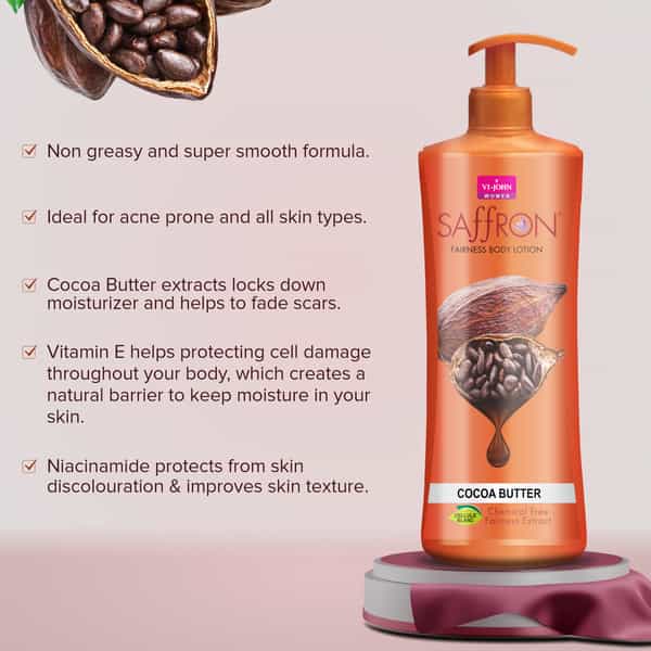 Vi-John Saffron Cocoa Butter Fairnes Body Lotion For Men & Women 400Ml
