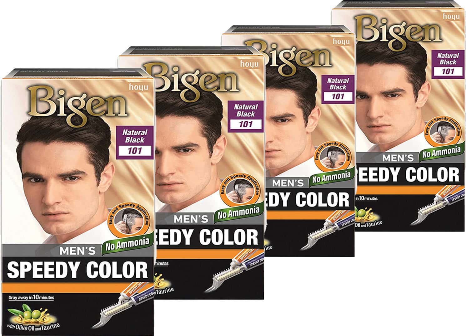 Bigen Men's Speedy Color Natural Black 101 80g (pack Of 4)