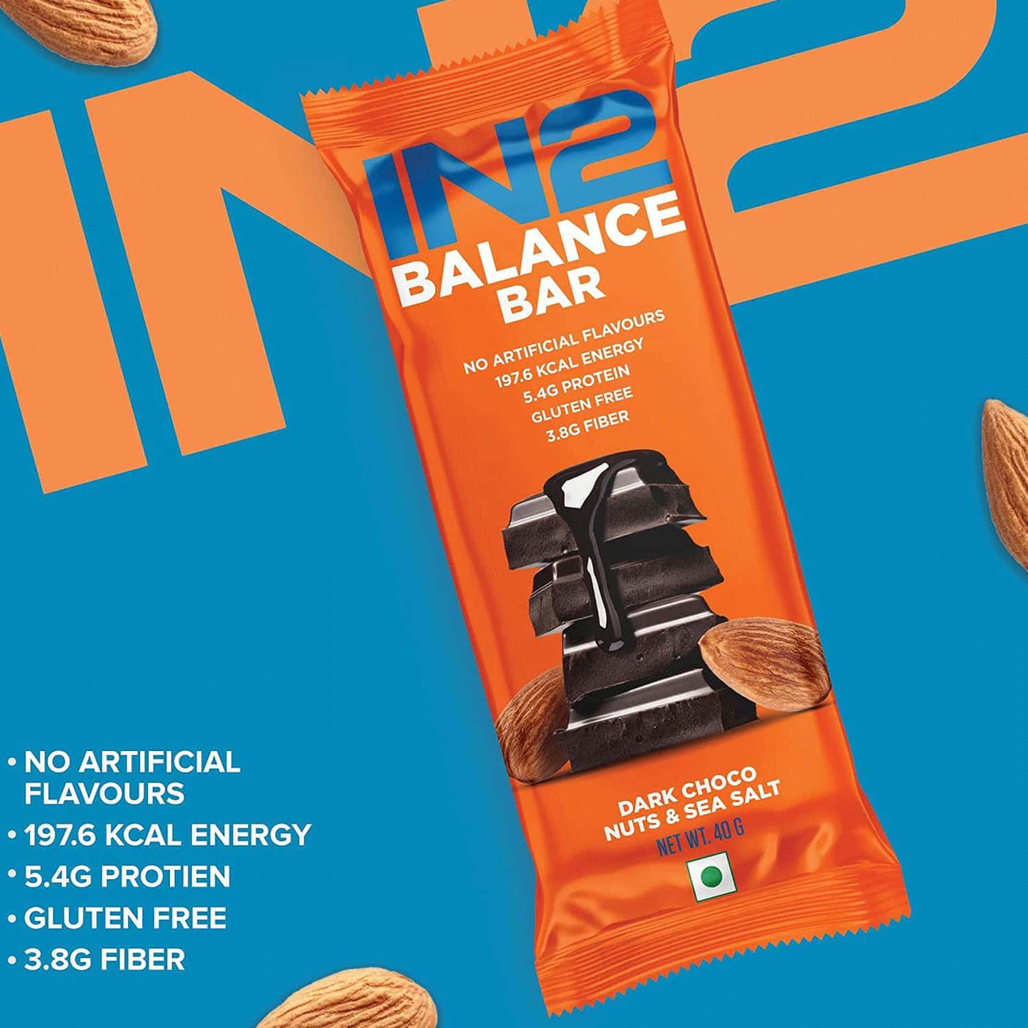 Buy IN2 BALANCE BAR DARK CHOCO, ALMONDS & SEA SALT WHOLEFOOD FIBER