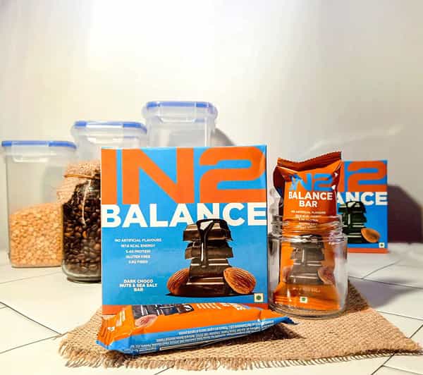 In2 Balance Bar | Dark Choco Almonds & Sea Salt| Wholefood Fiber Protein Snack Bar| 6 X40g