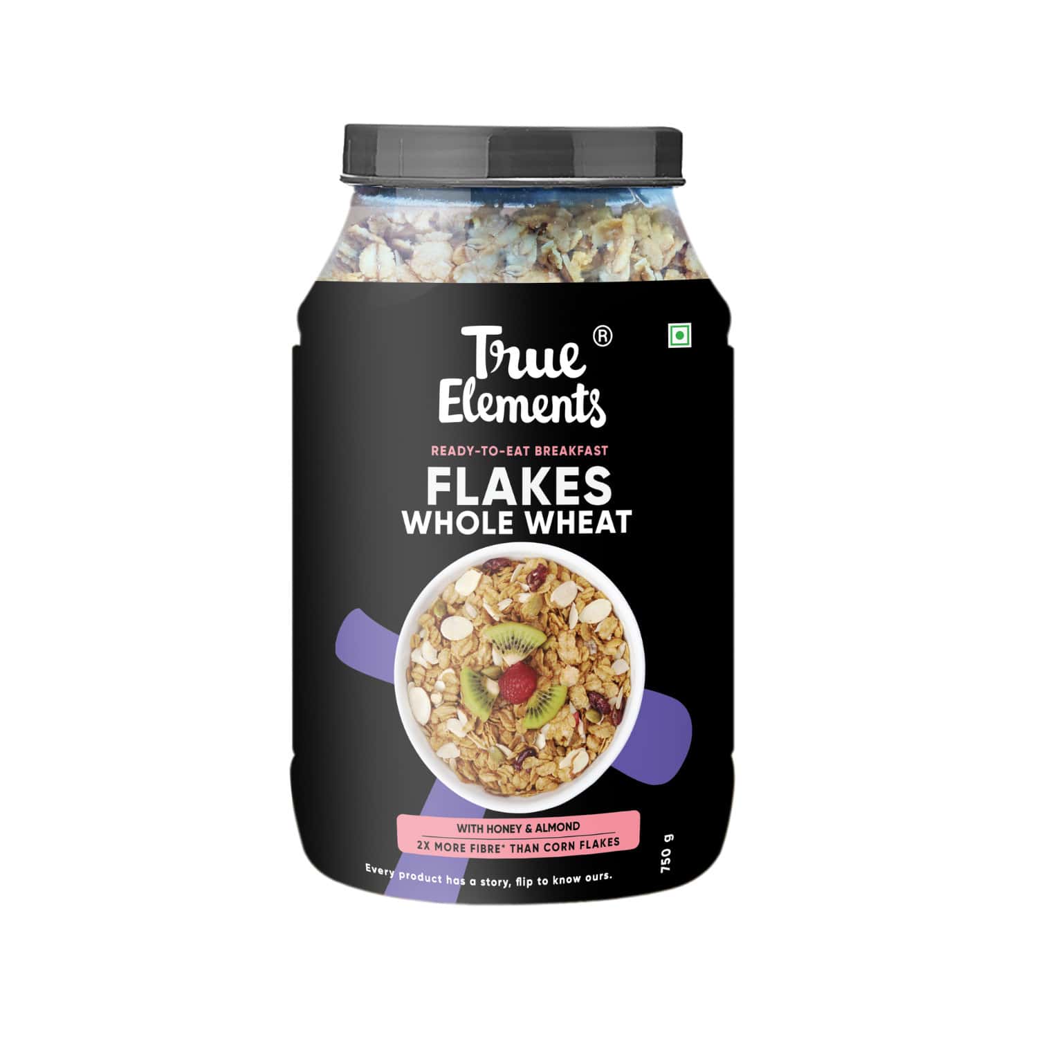 True Elements Wheat Flakes With Honey And Almonds - 750gm