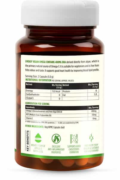 Liveasy Wellness Vegan Omega - Bottle Of 30 Capsules