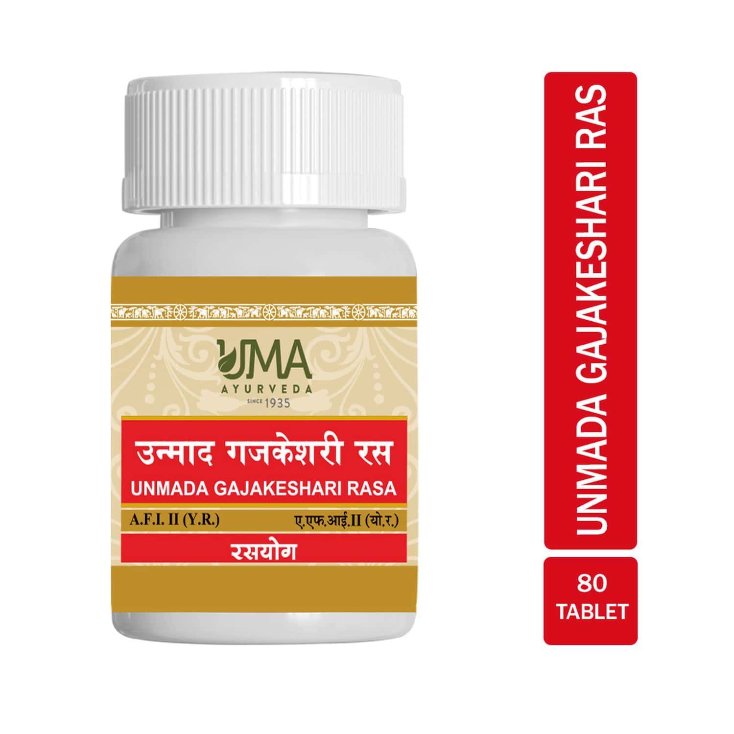 Uma Ayurveda Unmad Gaj Keshari Ras Ayurvedic Tablets 80 Tab