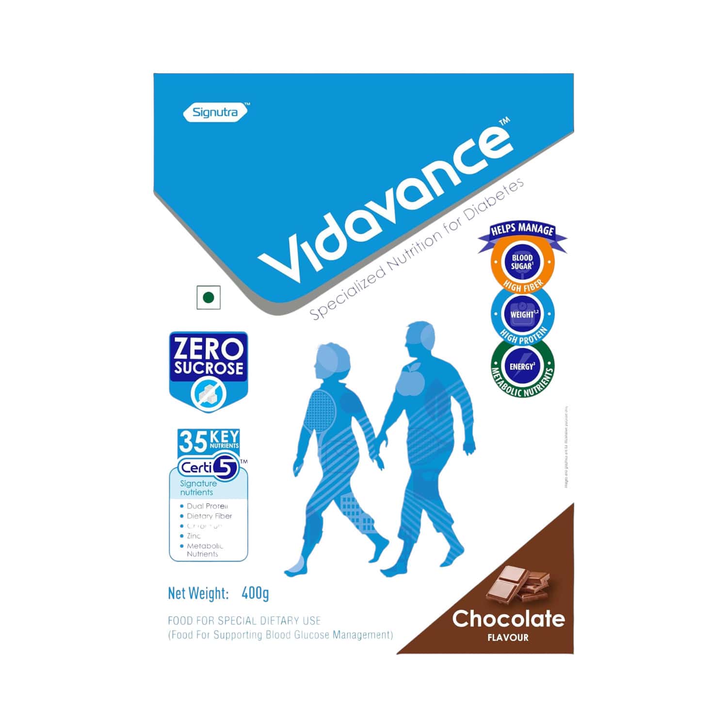 Vidavance Specialized Nutrition For Diabetes | Chocolate Flavour | Jar 400 Gm