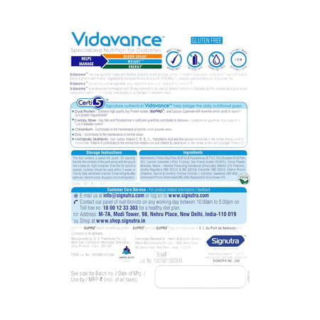 Vidavance Specialized Nutrition For Diabetes | Chocolate Flavour | Jar 400 Gm