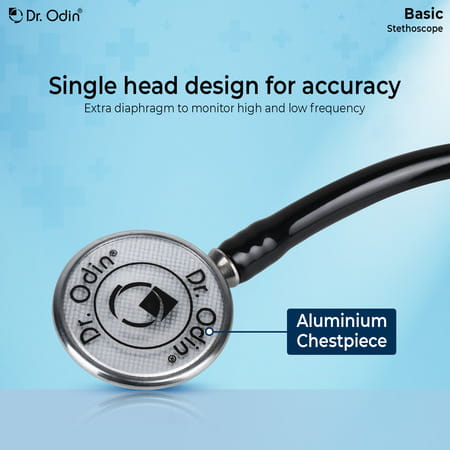 Dr. Odin Basic Stethoscope With Extra Diaphgram And Ear Knobs (Black)