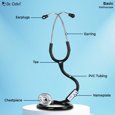Dr. Odin Basic Stethoscope With Extra Diaphgram And Ear Knobs (Black)