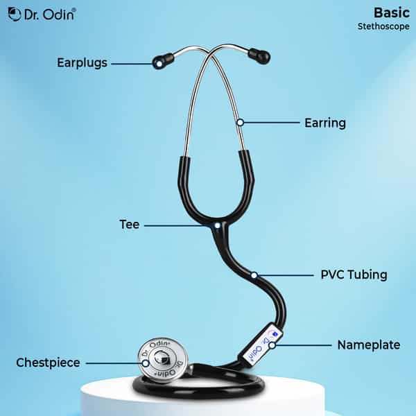 Dr. Odin Basic Stethoscope With Extra Diaphgram And Ear Knobs (Black)