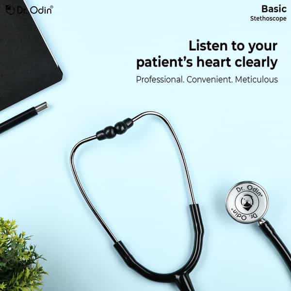 Dr. Odin Basic Stethoscope With Extra Diaphgram And Ear Knobs (Black)