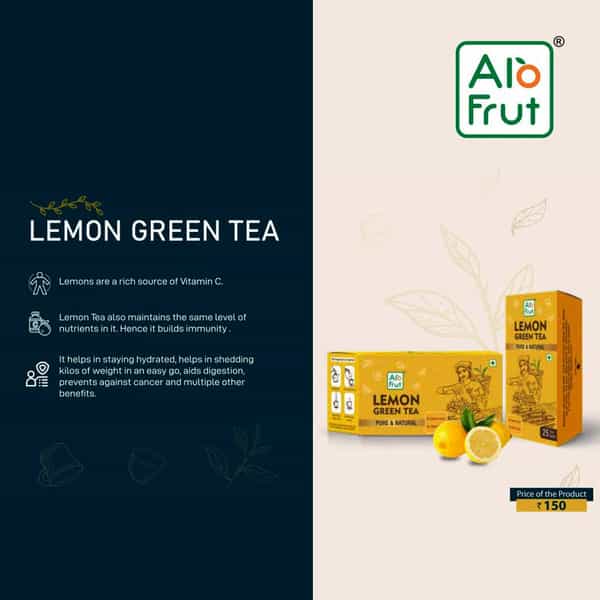 Axiom Alo Frut Lemon Green Tea Pure & Natural 25 Tea Bags - Immunity Booster - Pack Of 2
